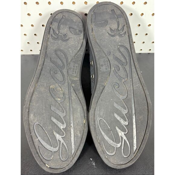 GUCCI MENS GG Canvas Leather High Top Sneakers US 9.5 made in ITALY - Picture 13 of 16